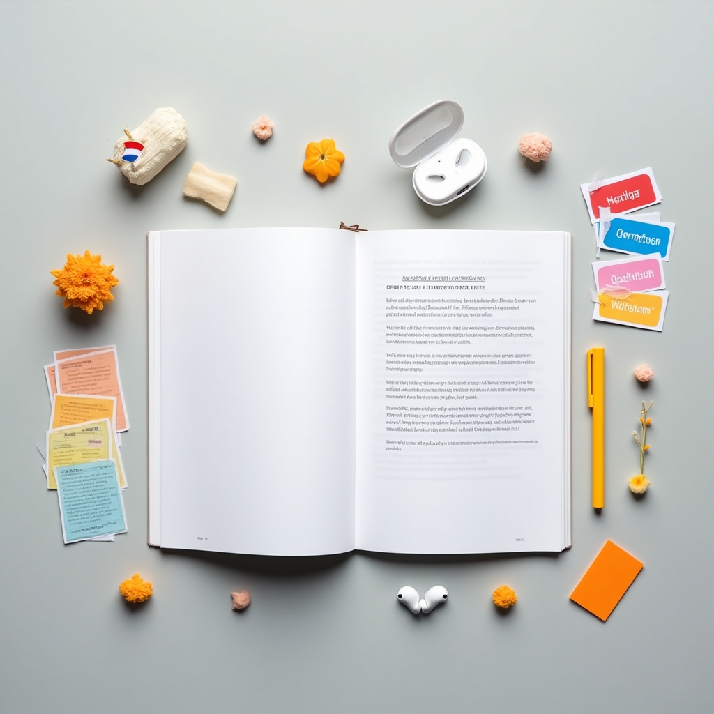 Beginner Dutch course materials laid out on a workspace